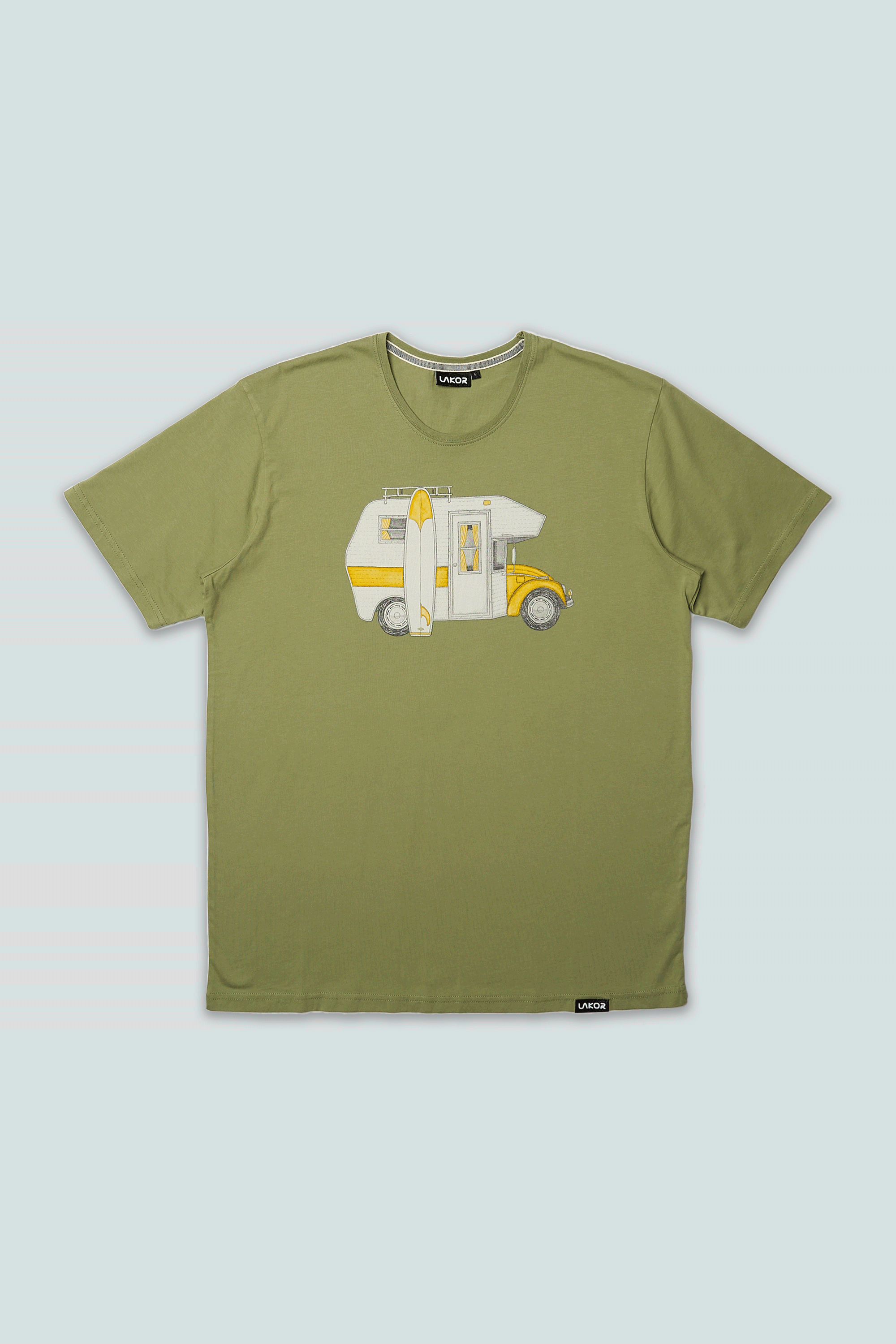 Car Camper T-shirt (Oil Green)