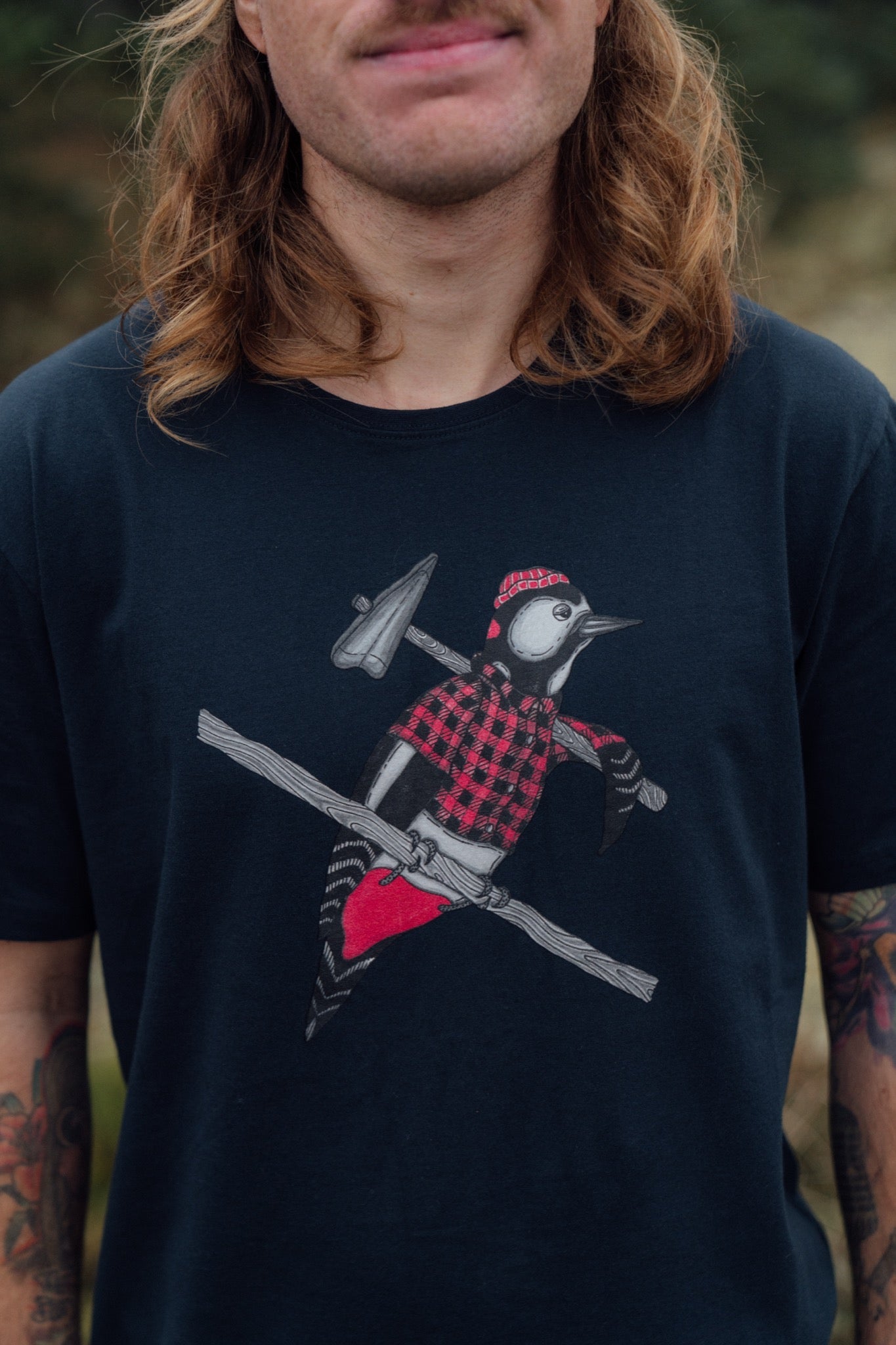 Woodpecker T-shirt - Blueberry