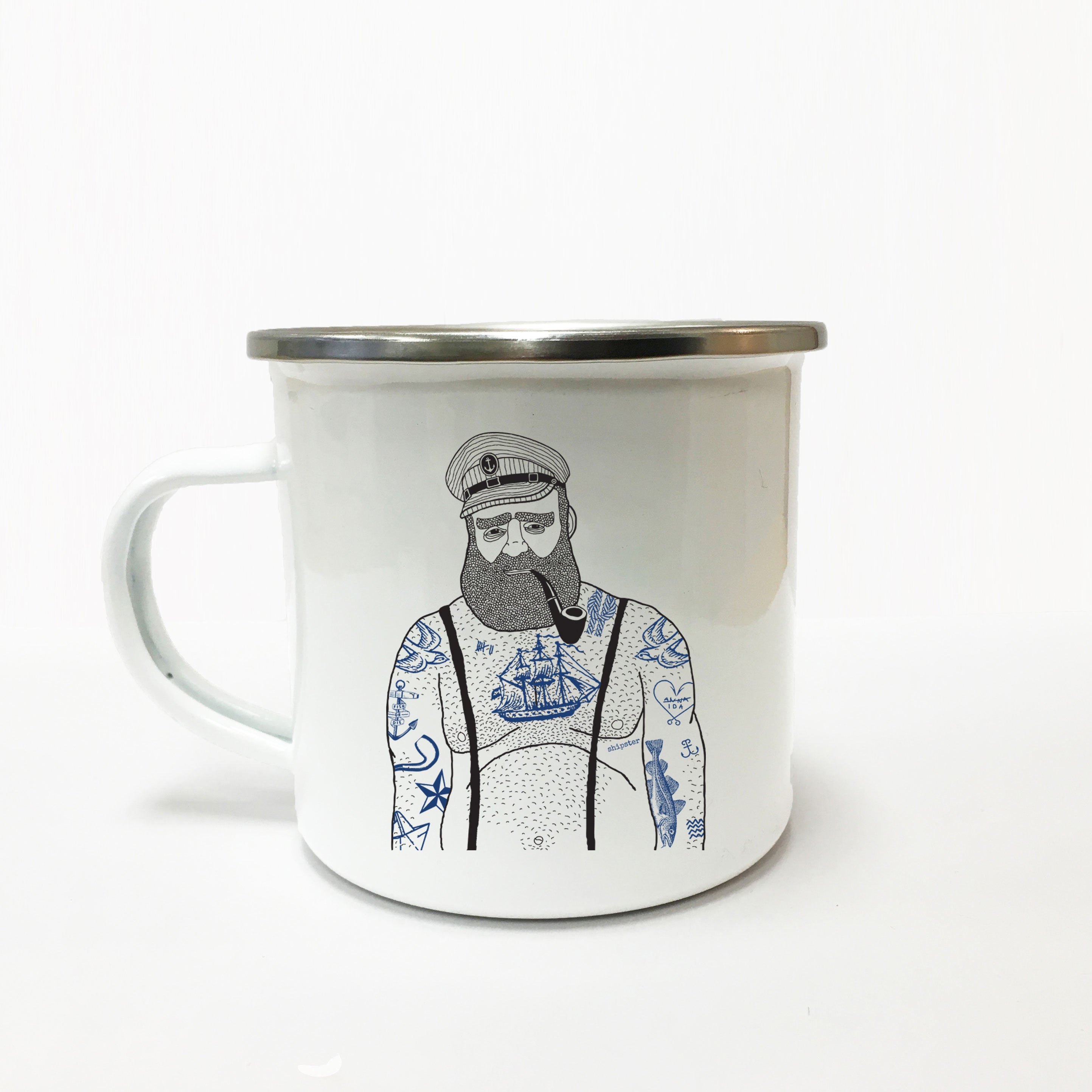 Dadbod Emaljekrus krus med håndtegnet design og håndlavet, dansk design