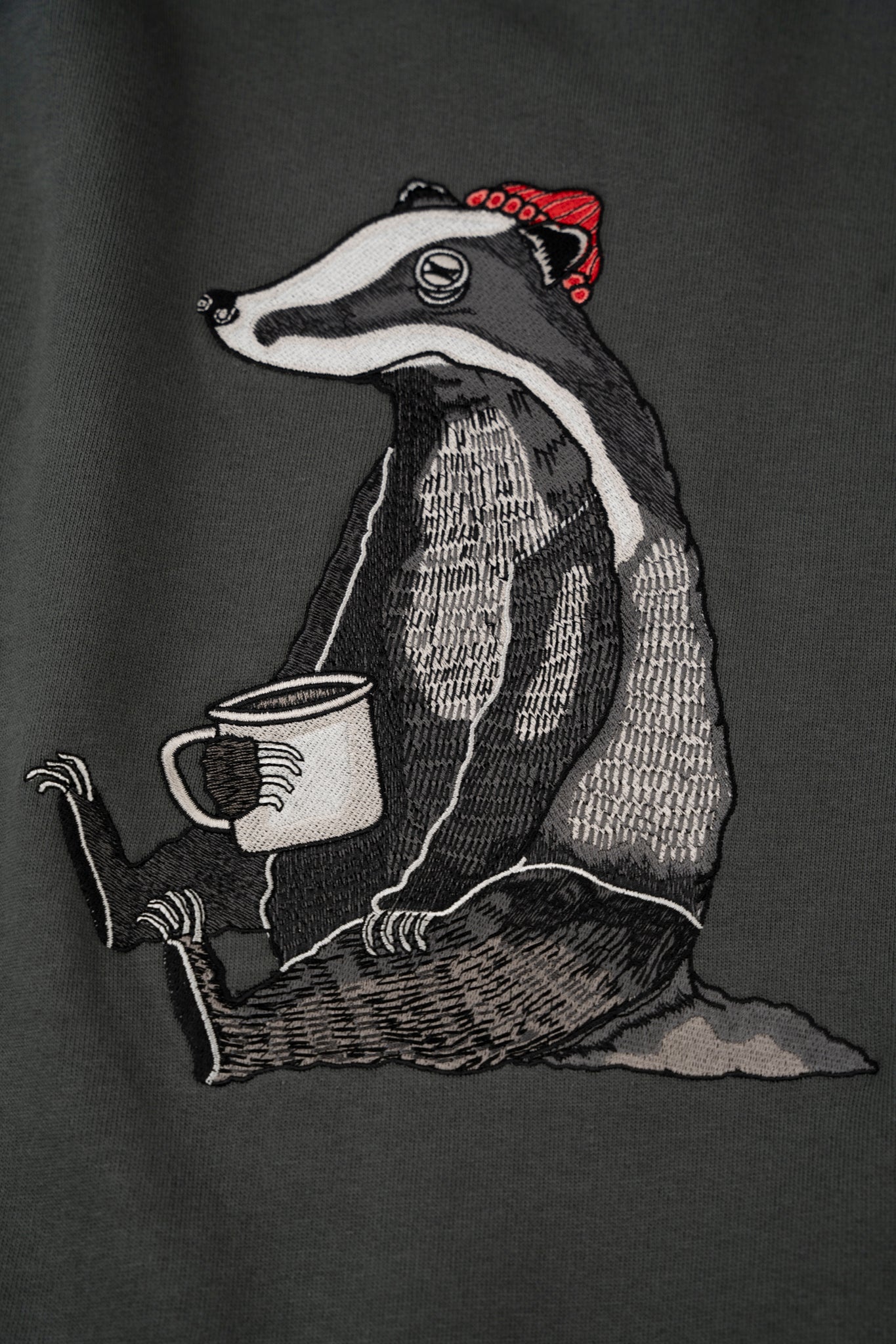 LAKOR Badger Coffee Crewneck Sweatshirt Urban Chic