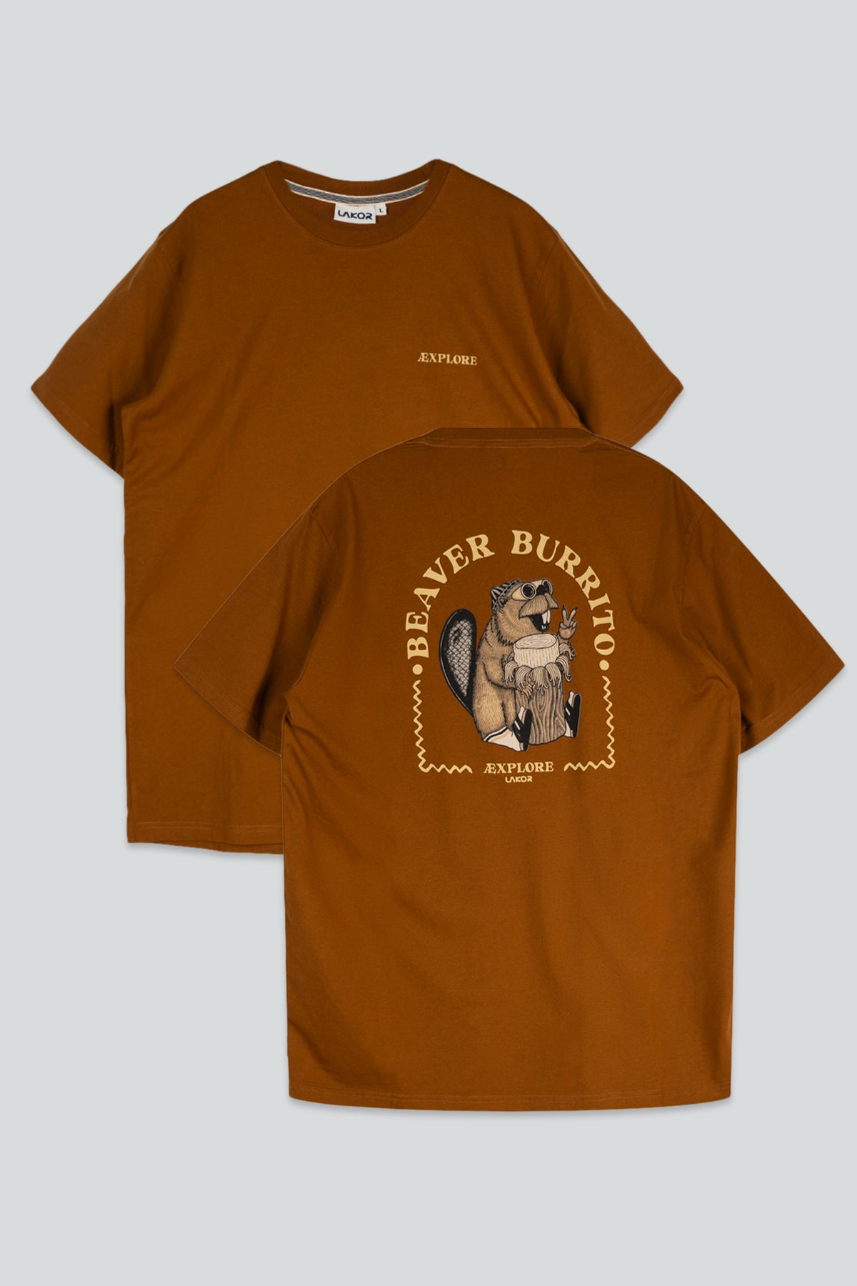 LAKOR Beaver Burrito Back T-shirt T-Shirt Monk's Robe