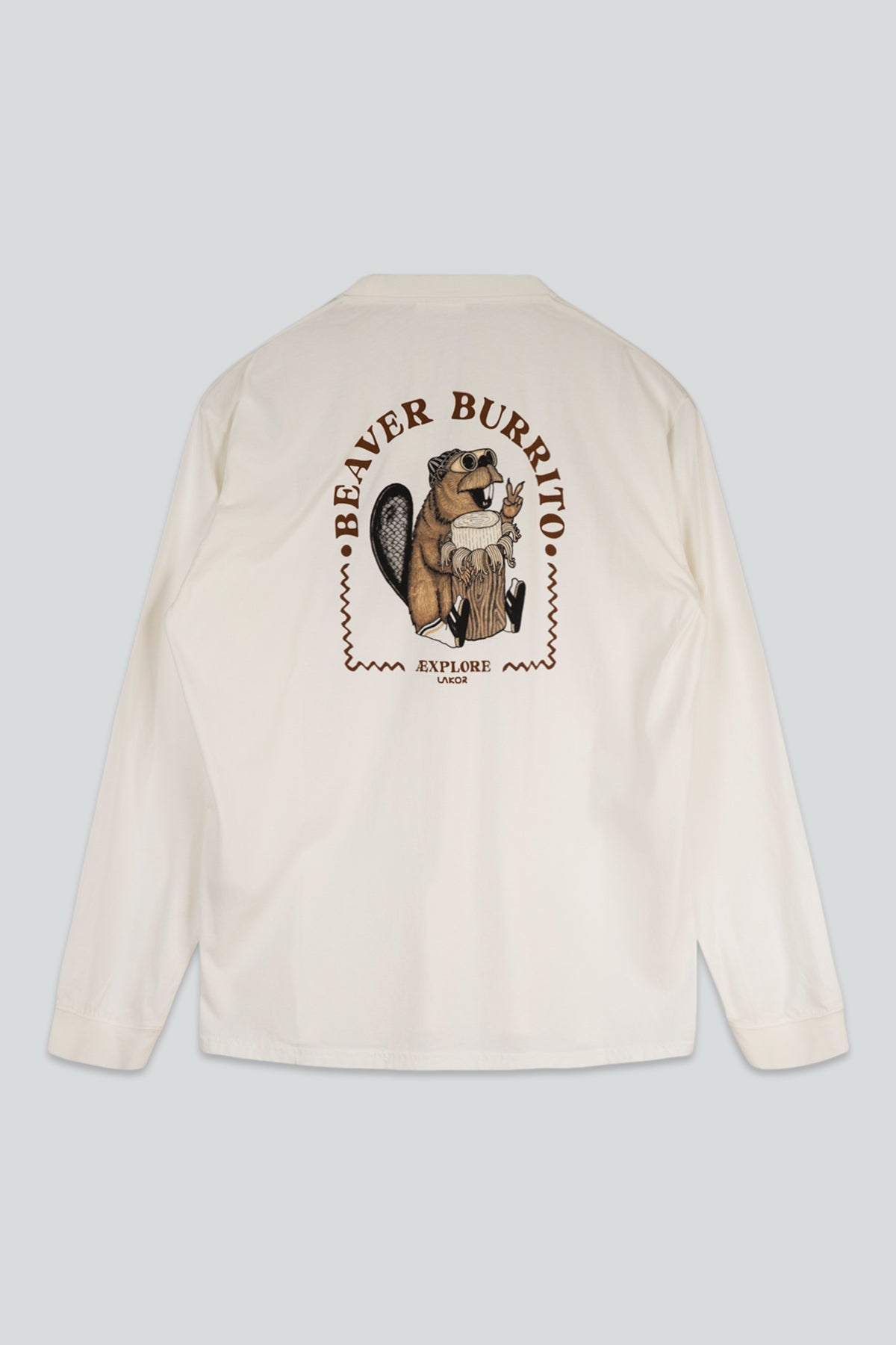 LAKOR Beaver Burrito Boxfit LS T-shirt T-Shirt Star White
