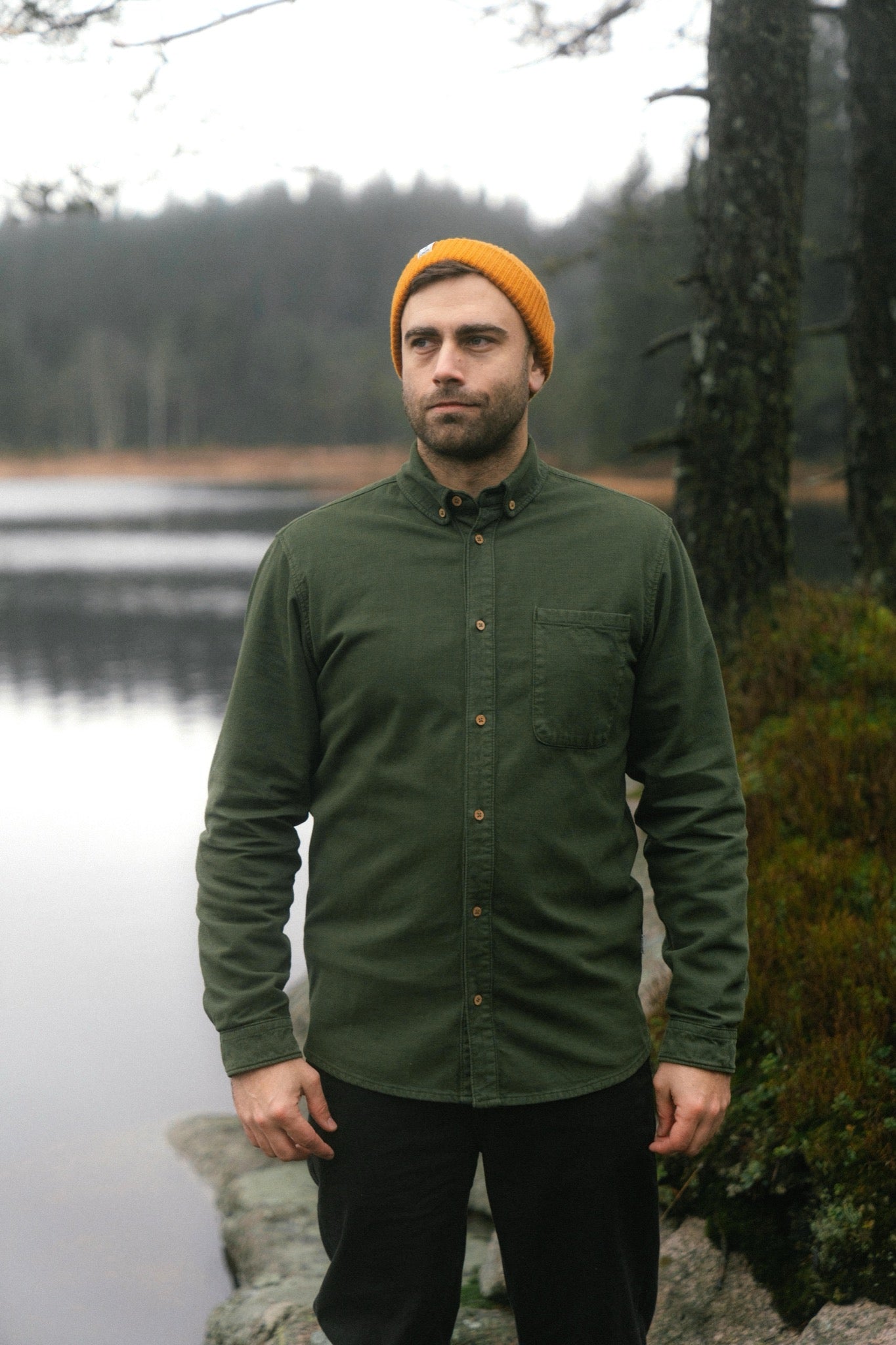LAKOR Bedford Courd Shirt Shirt Riffle Green