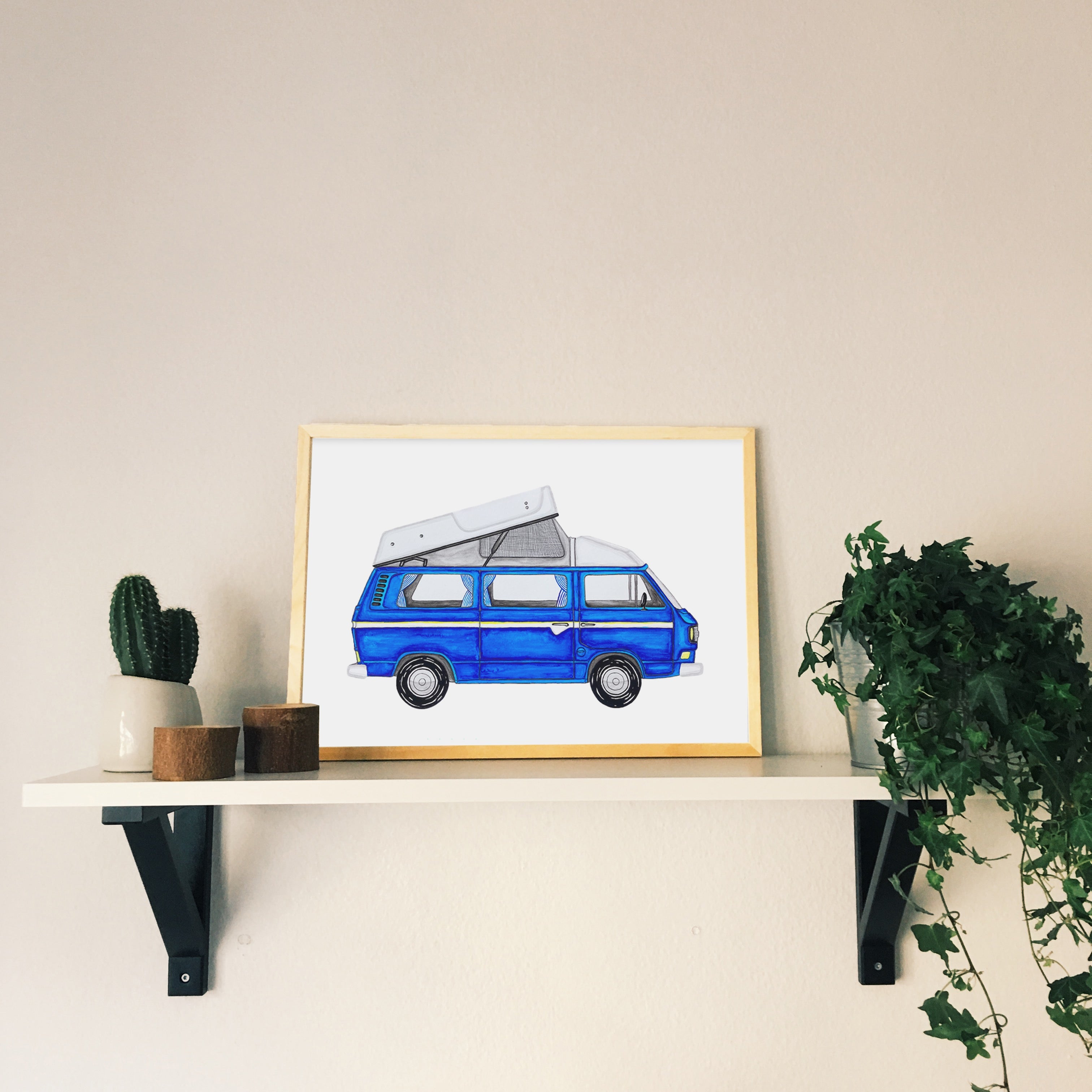 Blue Van Plakat - White