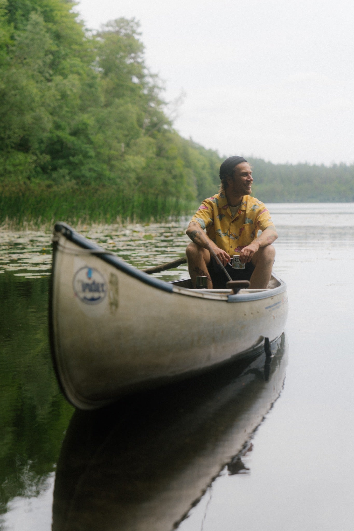 LAKOR Exotic Fish Short Sleeve Shirt Short Sleeve Shirt Cream Gold