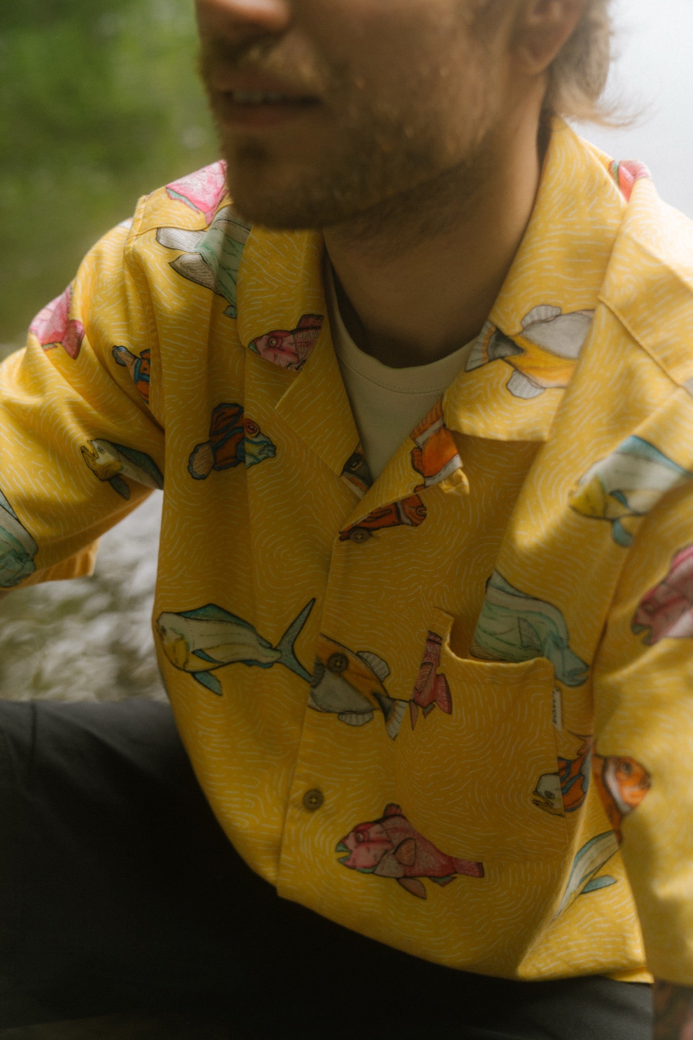 LAKOR Exotic Fish Short Sleeve Shirt Short Sleeve Shirt Cream Gold