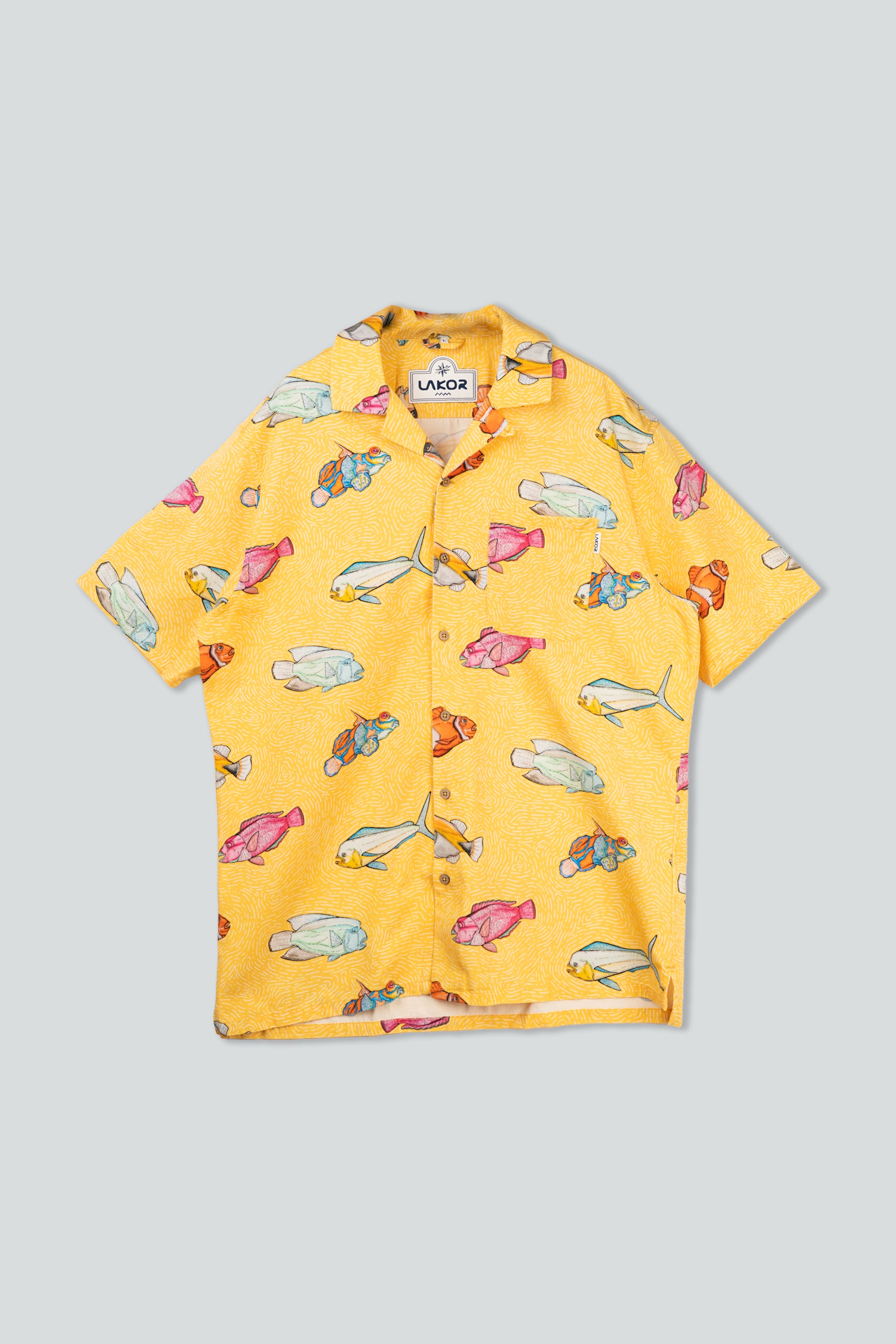 LAKOR Exotic Fish Short Sleeve Shirt Short Sleeve Shirt Cream Gold