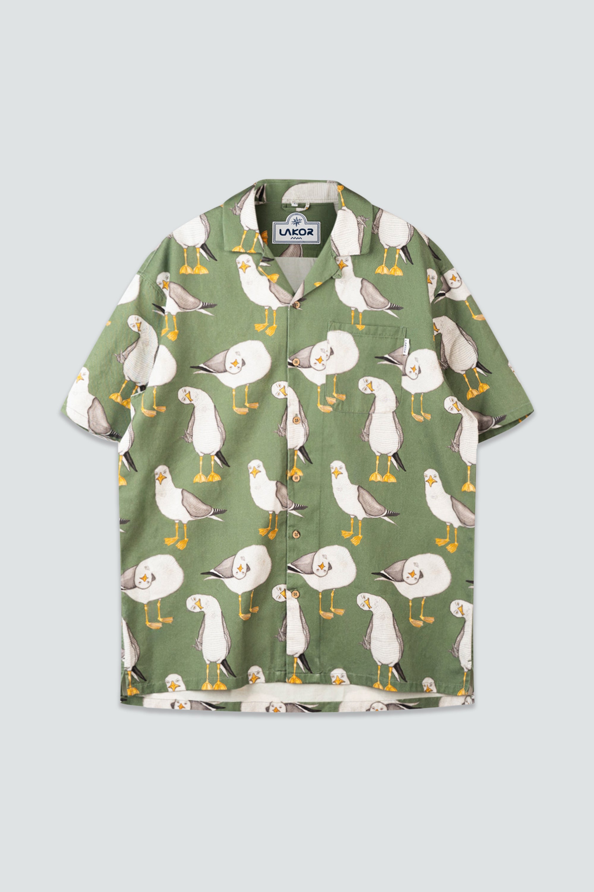 LAKOR Flipping The Bird Short Sleeve Shirt Short Sleeve Shirt Sea Spray