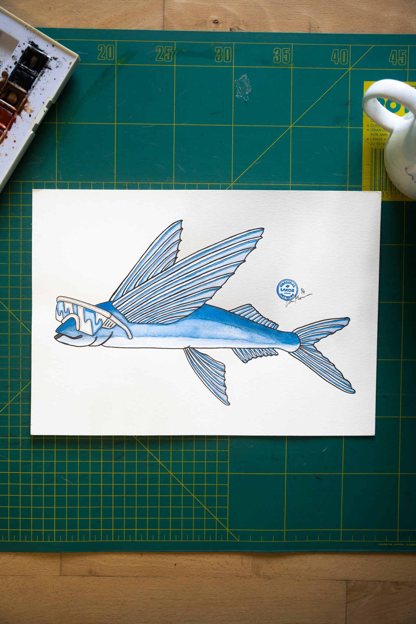 LAKOR Fly Fish Original Original Artwork White