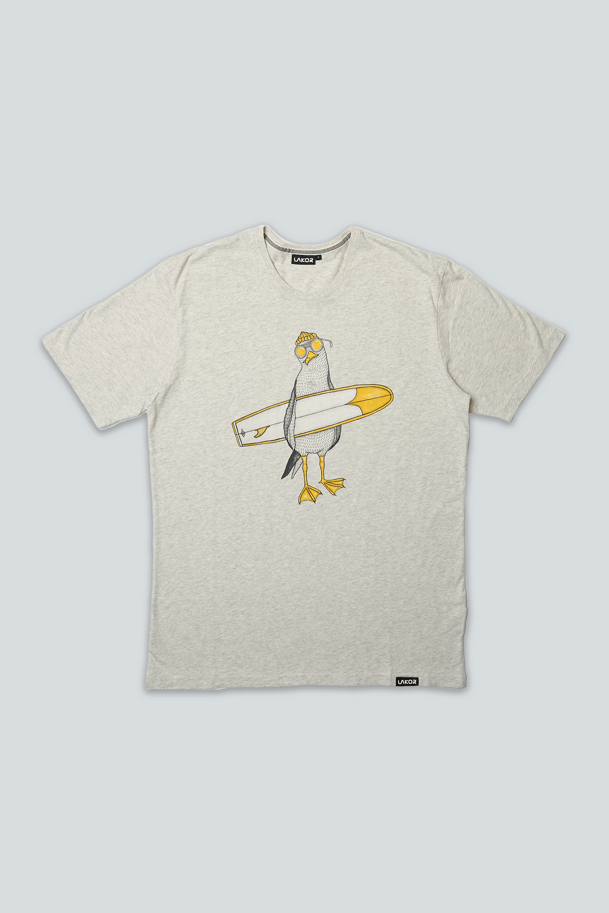 Surfing Seagull T-shirt (Oatmeal melange)