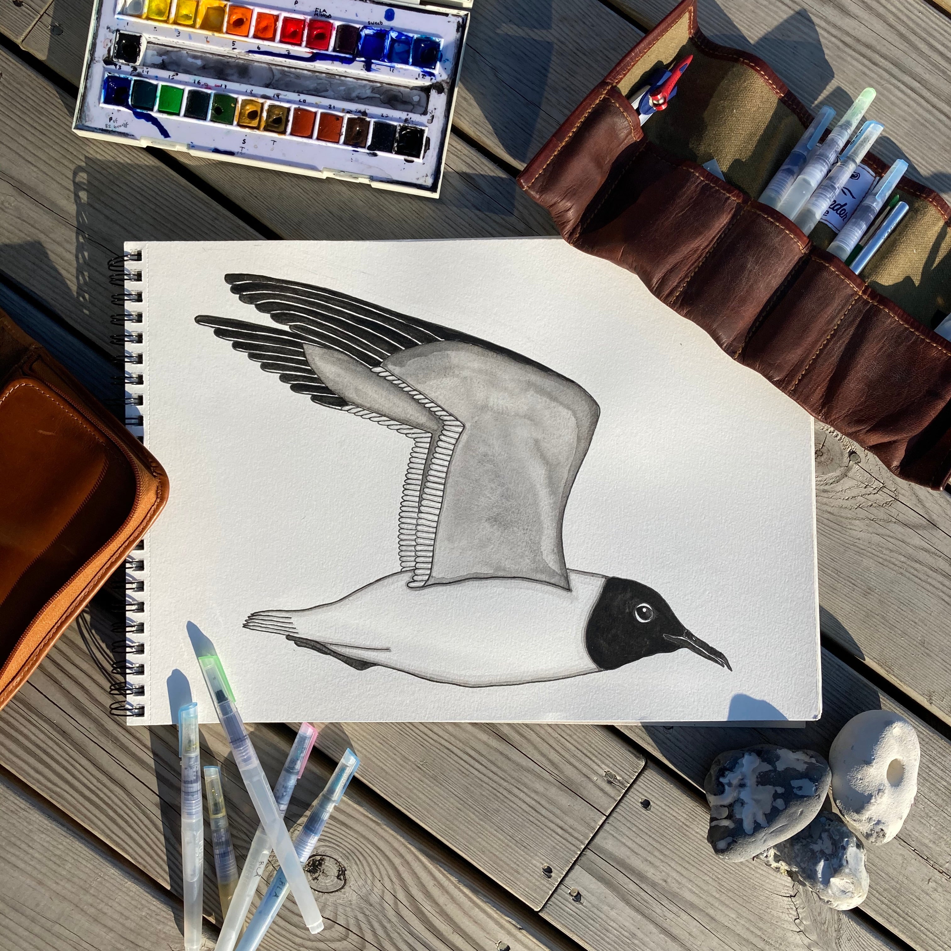 LAKOR Hooded Seagull T-shirt T-Shirt Light Grey Melange