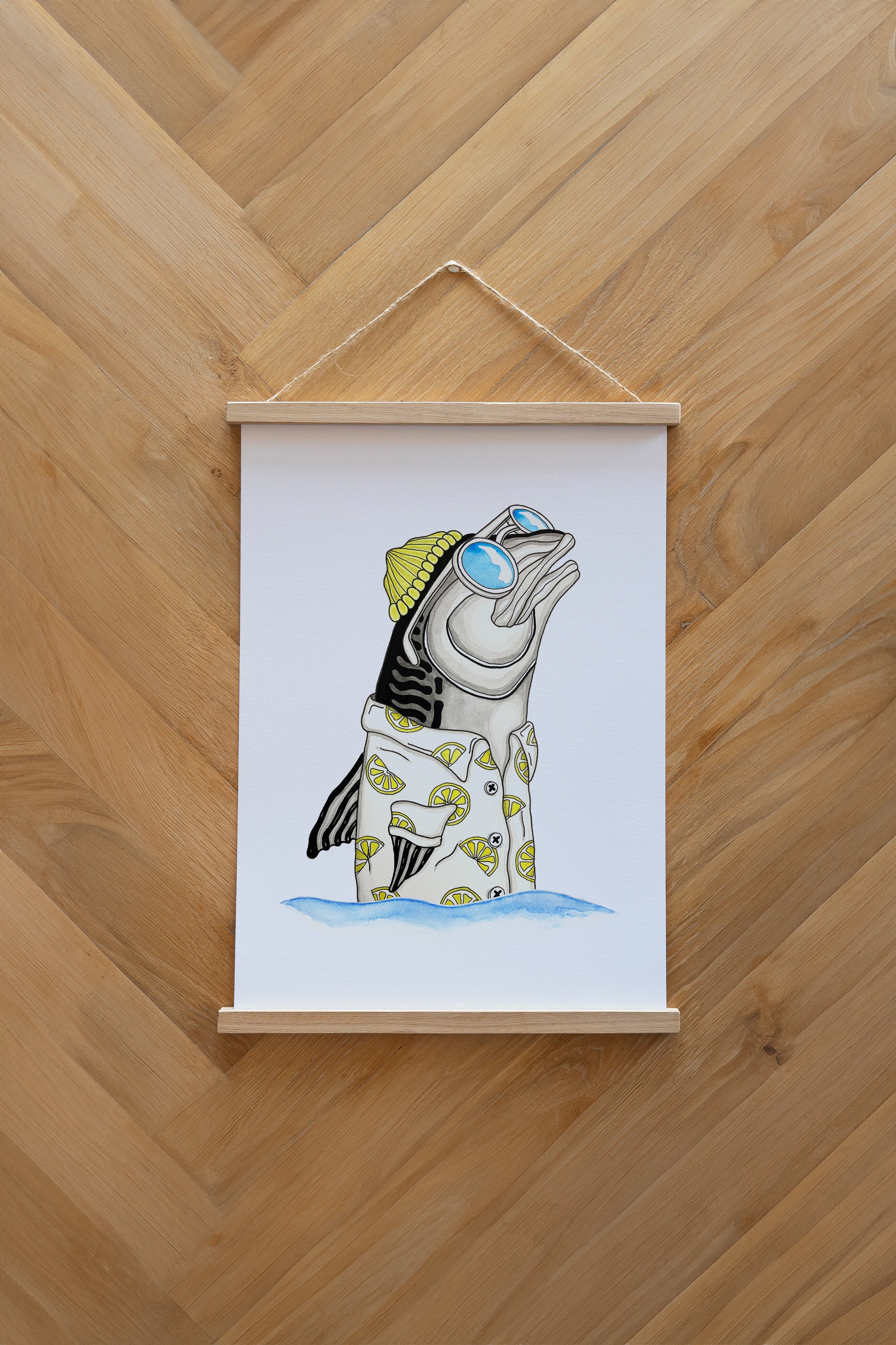 Mackerel Lemon Plakat - White