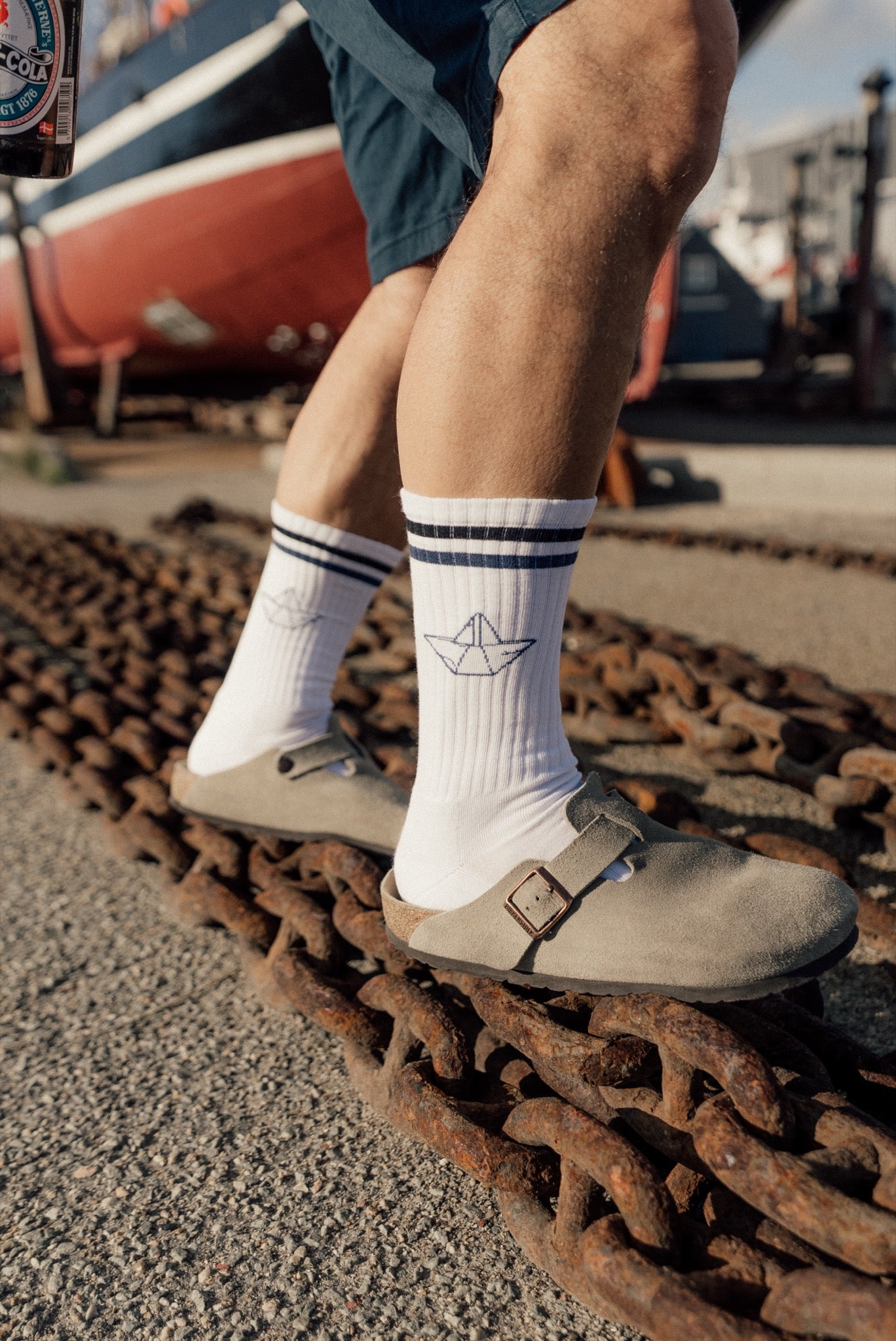 Paper Hat Tennis Socks - White