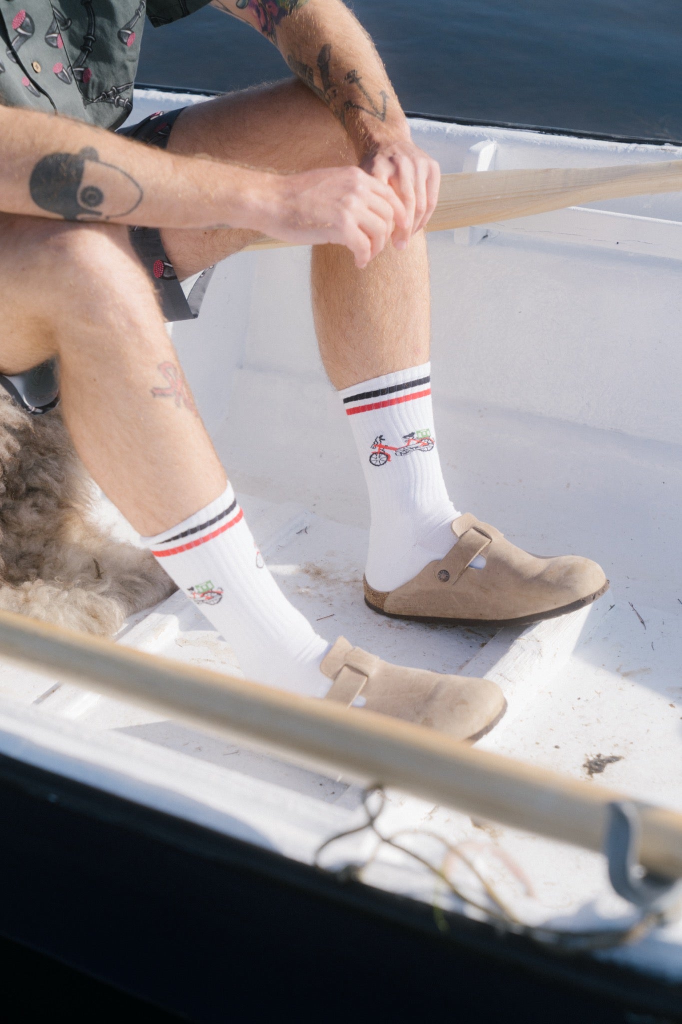 Red Maxi Tennis Socks - White