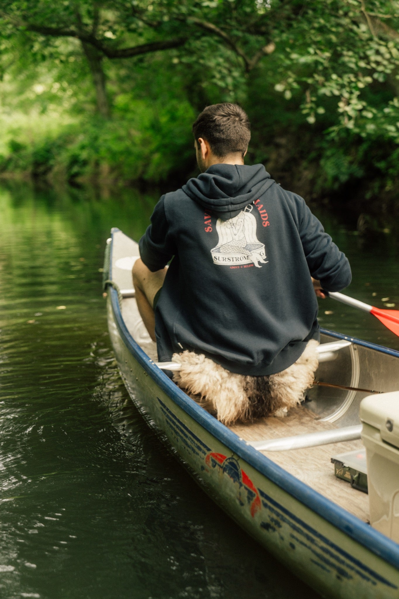 LAKOR Save The Mermaids Back Zip Hoodie Sweatshirt Blueberry