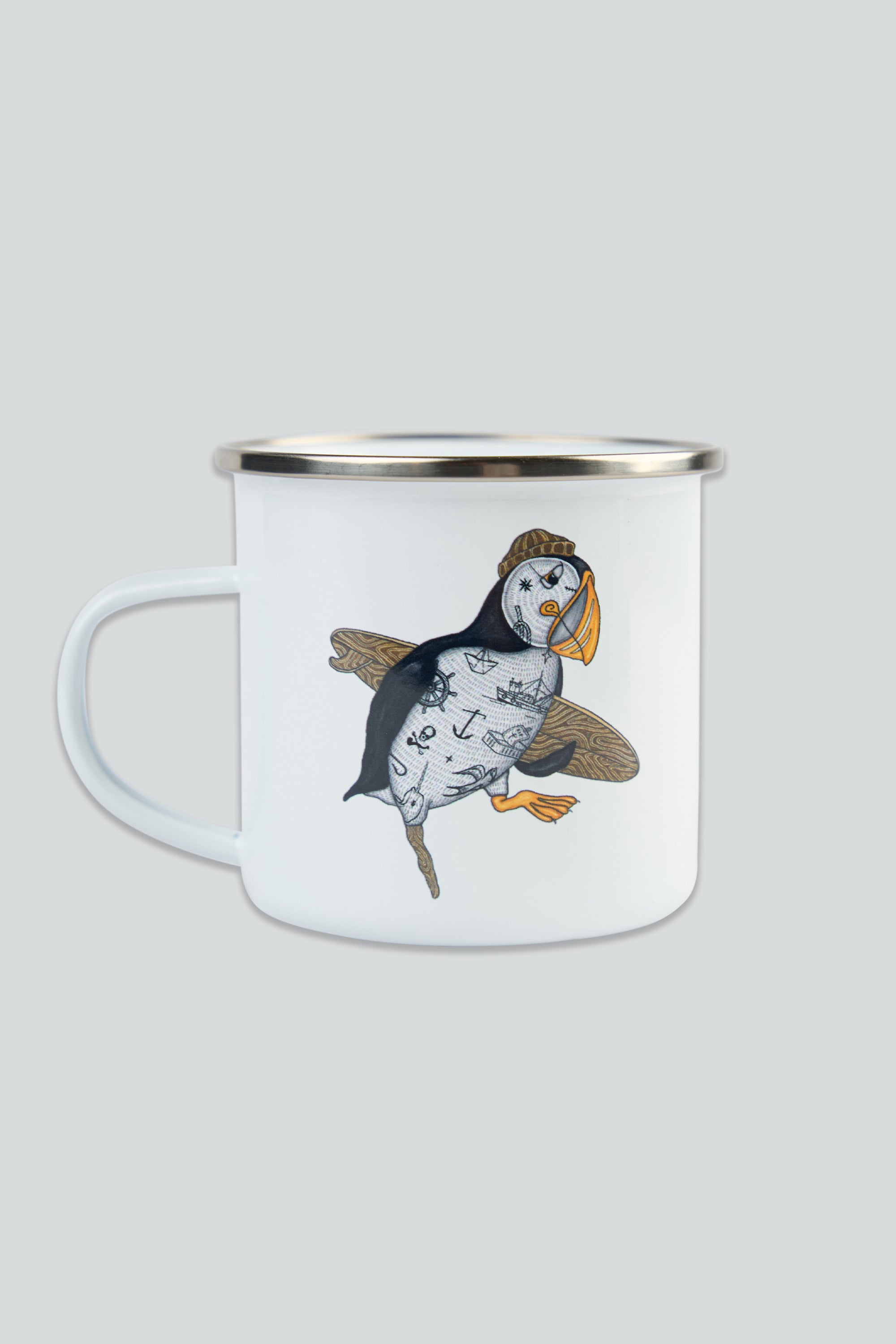 LAKOR Sea Parrot Surfer Emaljekrus Mug White