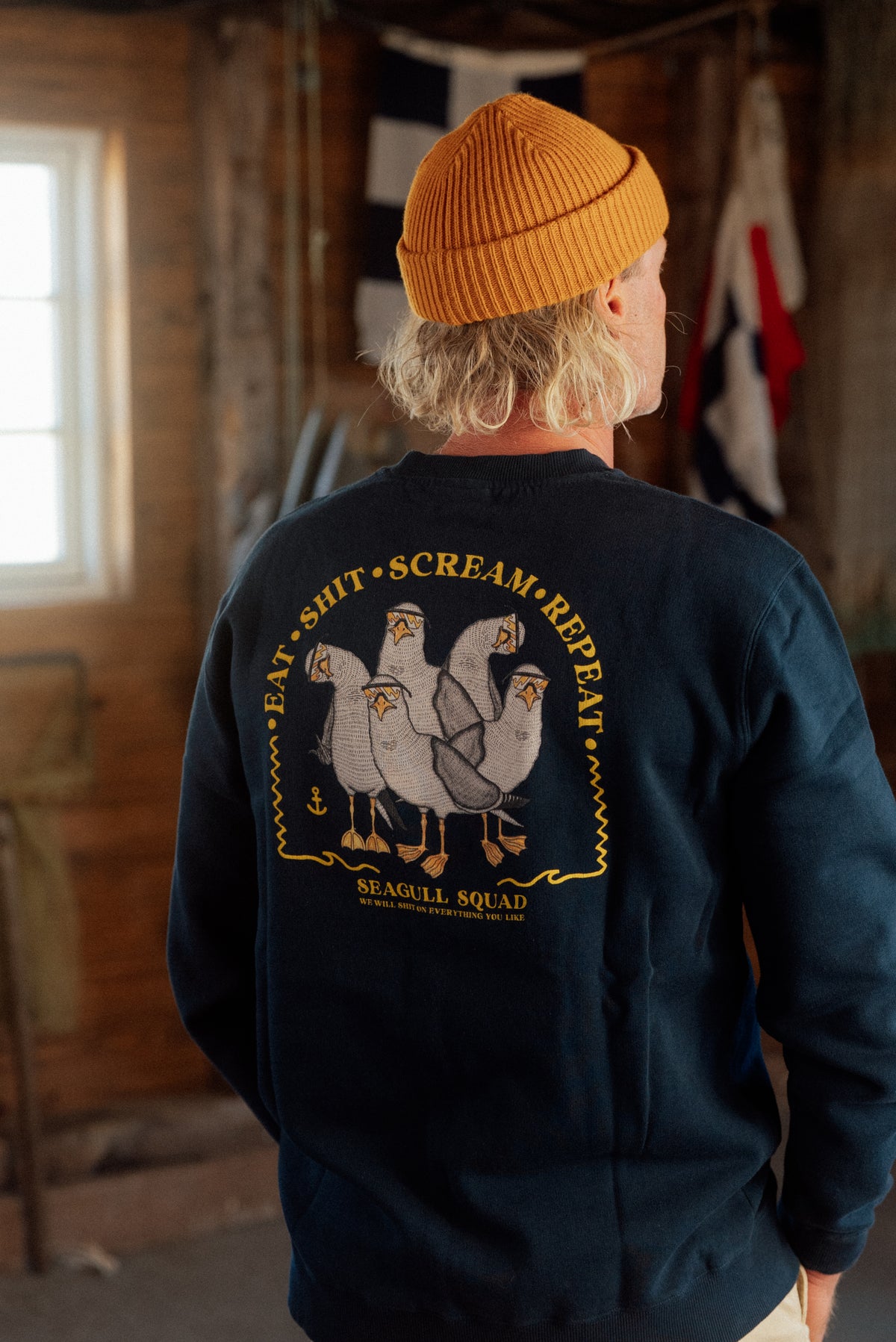 LAKOR Seagull Squad Back Crewneck Sweatshirt Blueberry