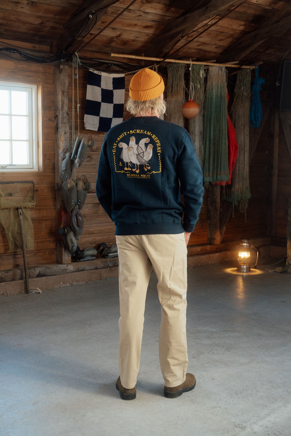LAKOR Seagull Squad Back Crewneck Sweatshirt Blueberry