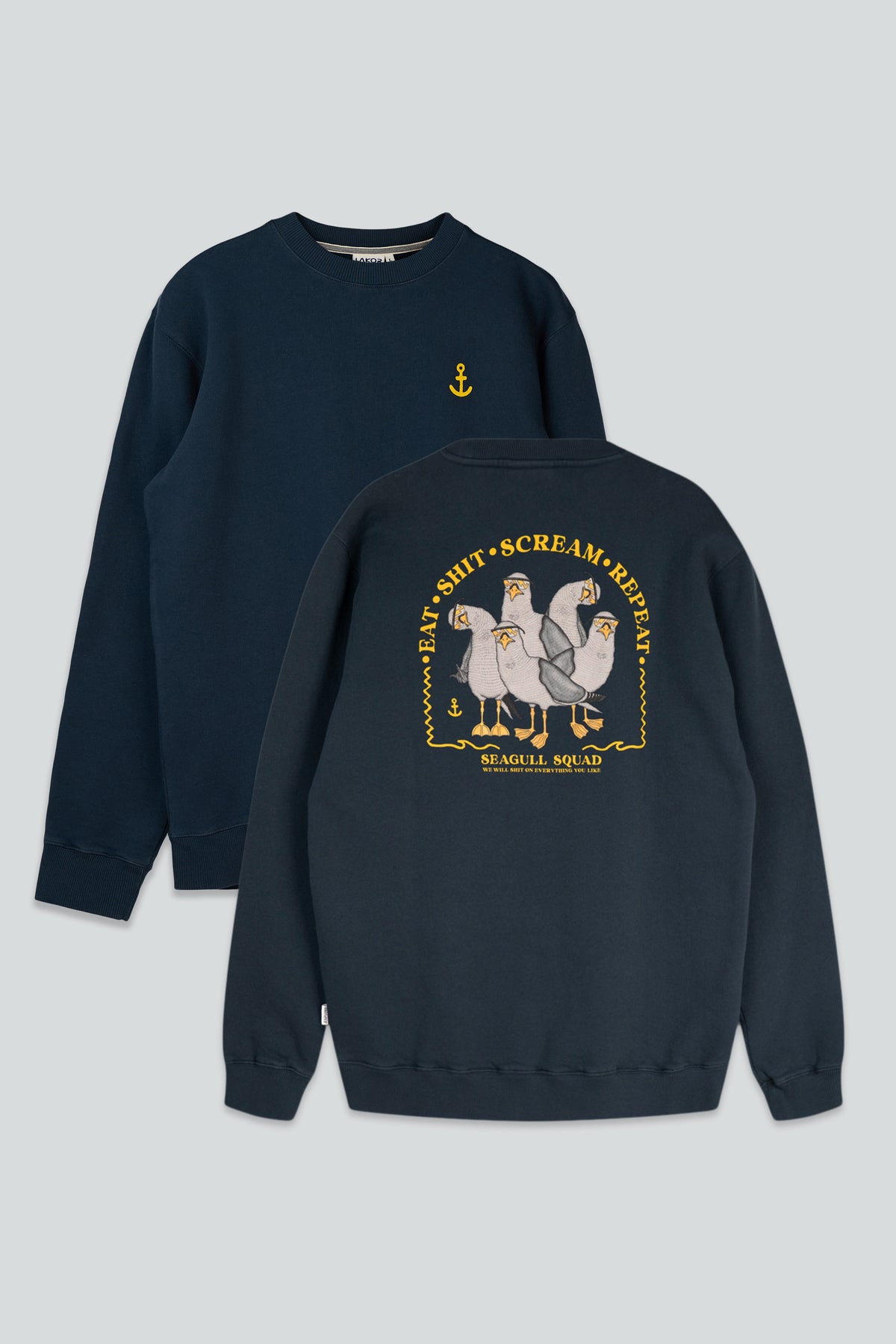 LAKOR Seagull Squad Back Crewneck Sweatshirt Blueberry