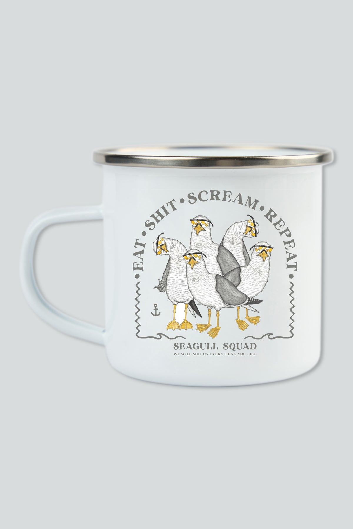 LAKOR Seagull Squad Emaljekrus Mug White