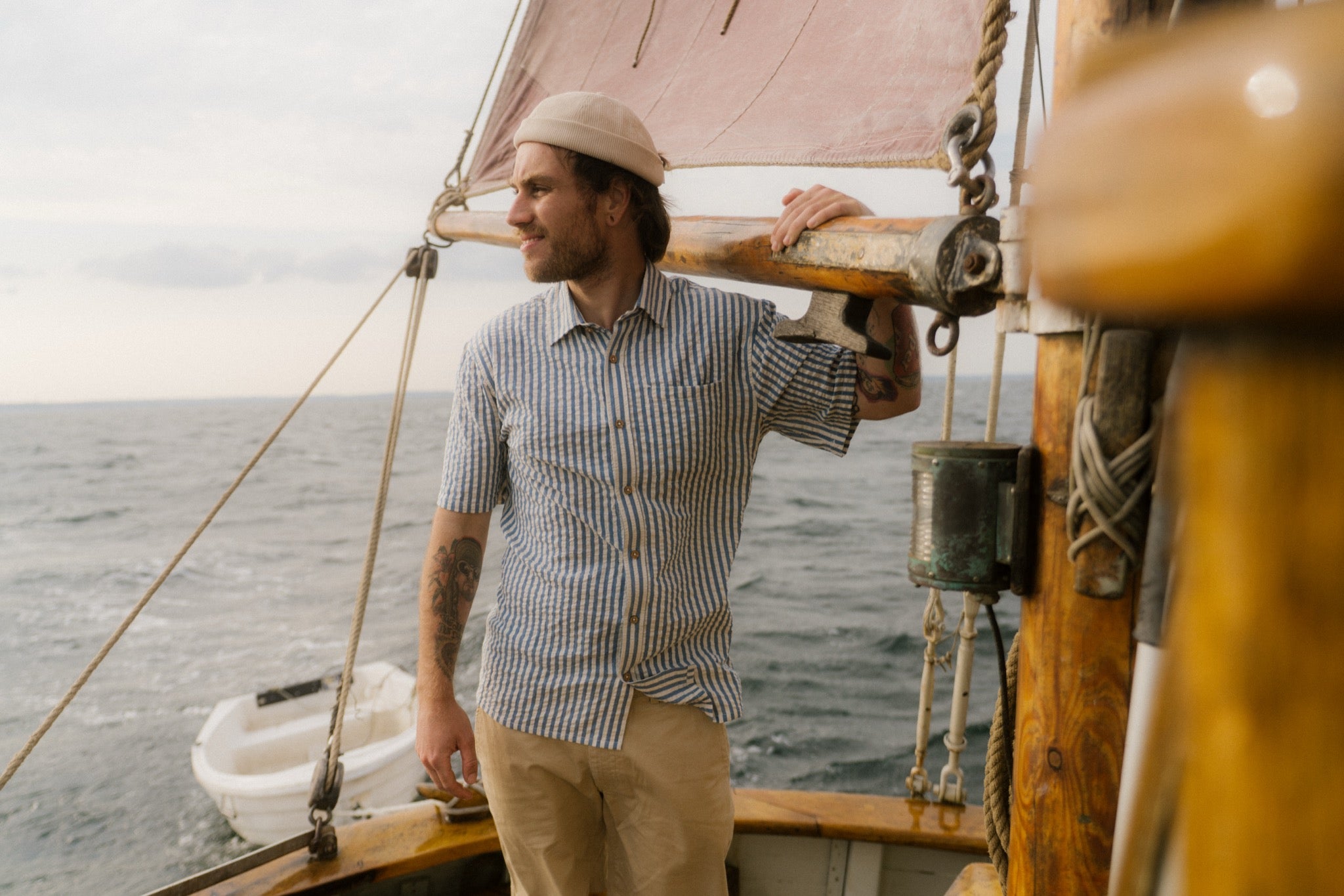 LAKOR Seer Sucker Short Sleeve Shirt Short Sleeve Shirt Bering Sea