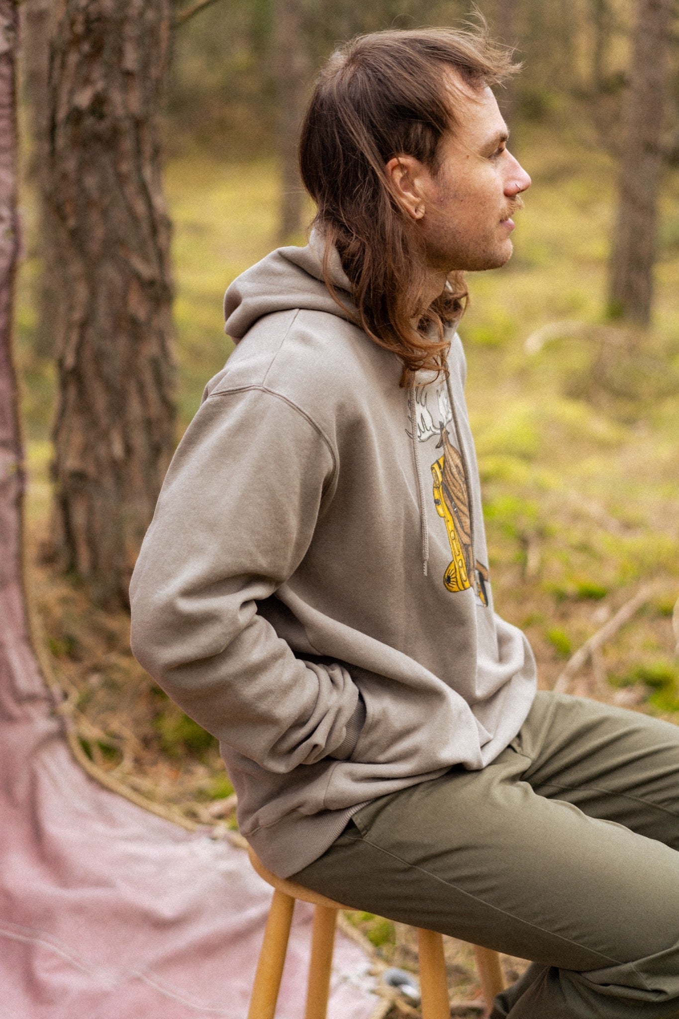 LAKOR Snooze Moose Hoodie Sweatshirt Fallen Rock