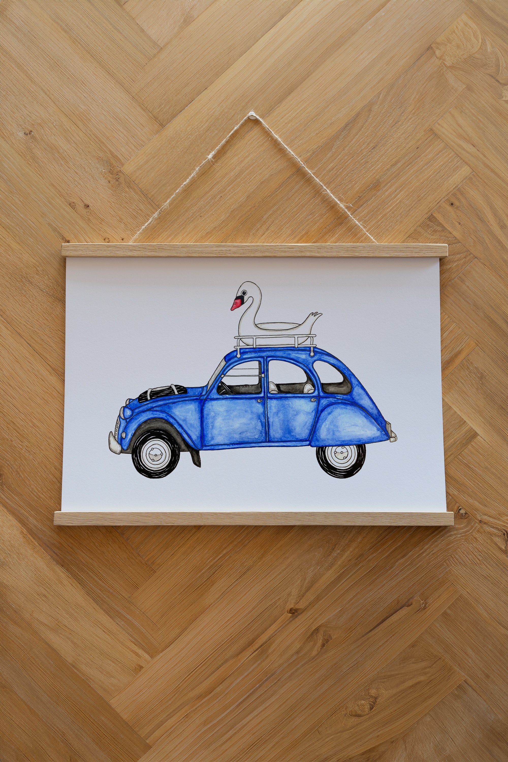 Swan On Wheels Plakat - White