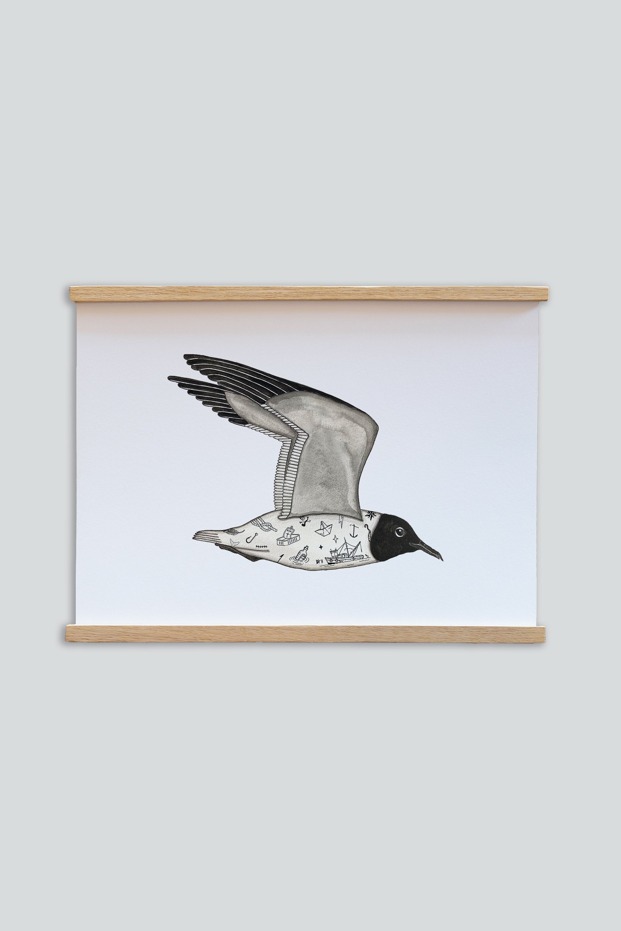 LAKOR Tattooed Seagull Plakat Poster White