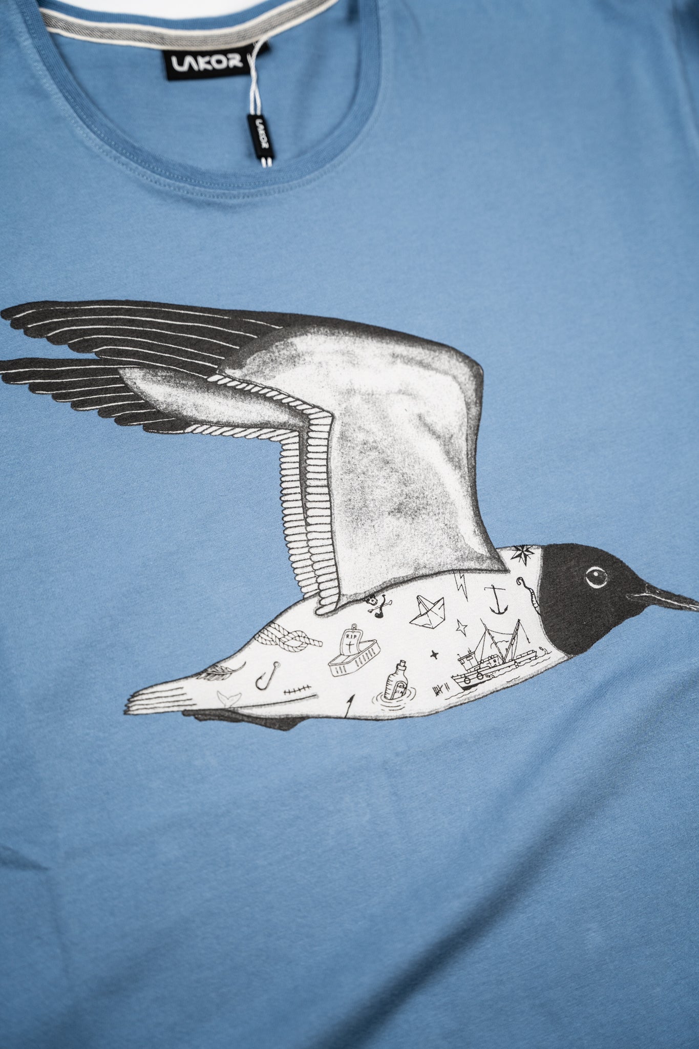 LAKOR Tattooed Seagull T-shirt T-Shirt Captains Blue