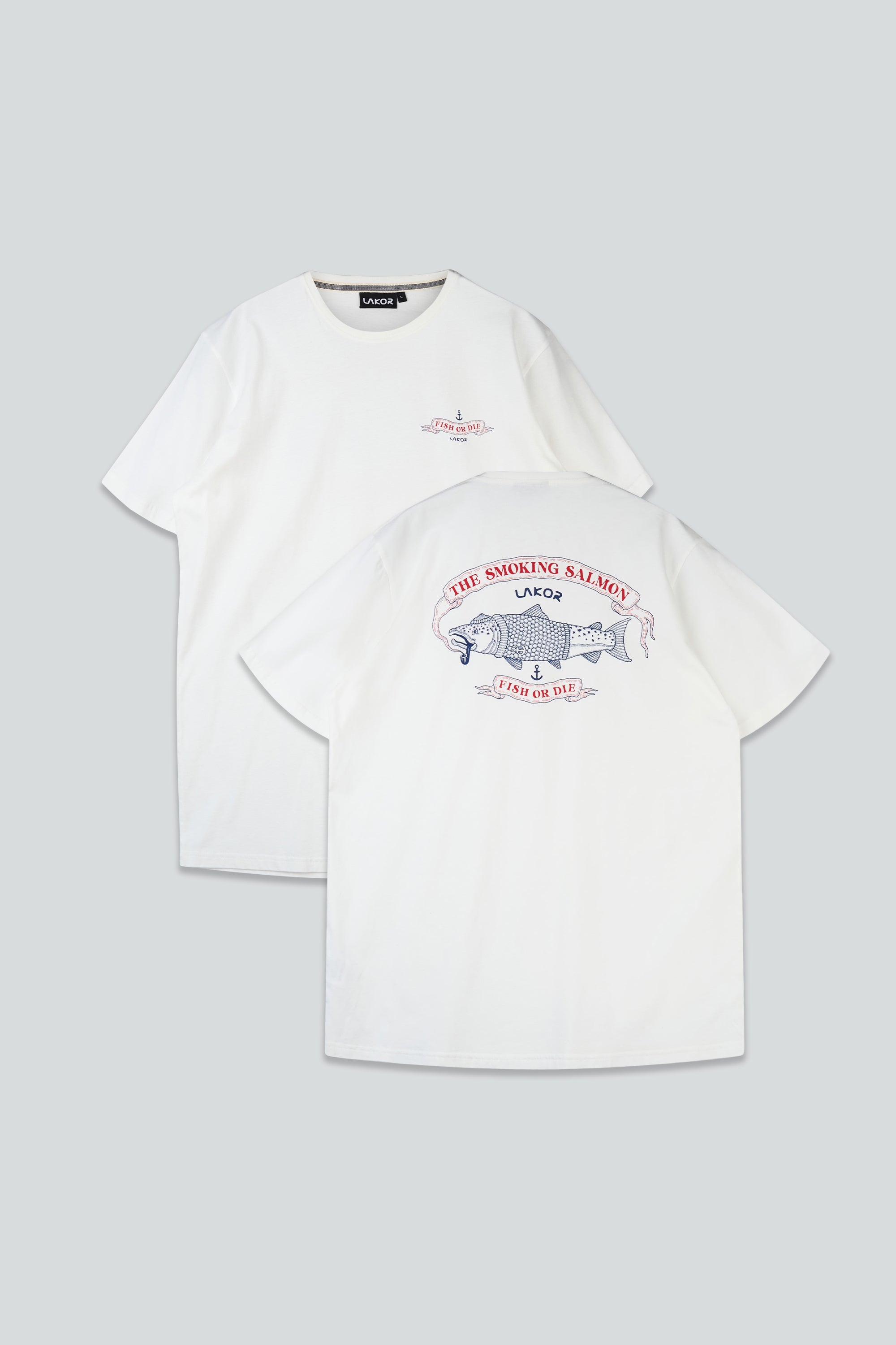 LAKOR The Smoking Salmon Back T-shirt T-Shirt Star White