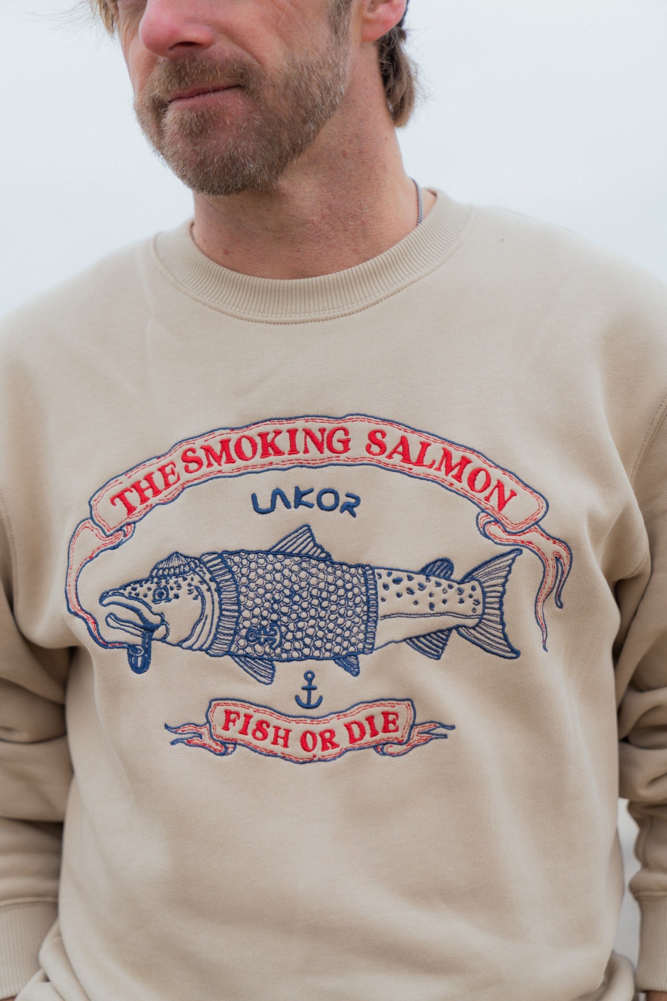LAKOR The Smoking Salmon Crewneck Sweatshirt White Pepper