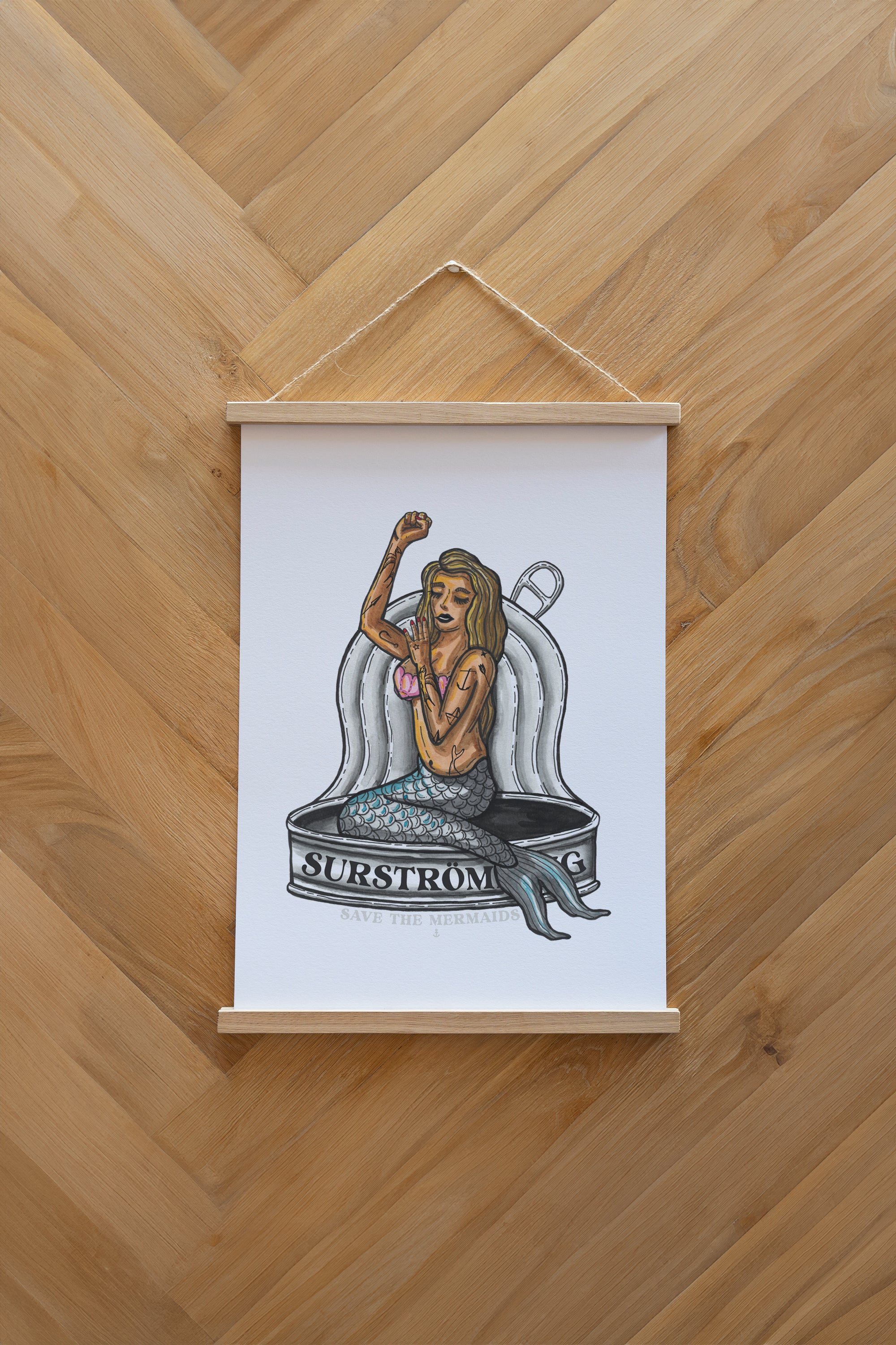 Tinned Mermaid Plakat - White