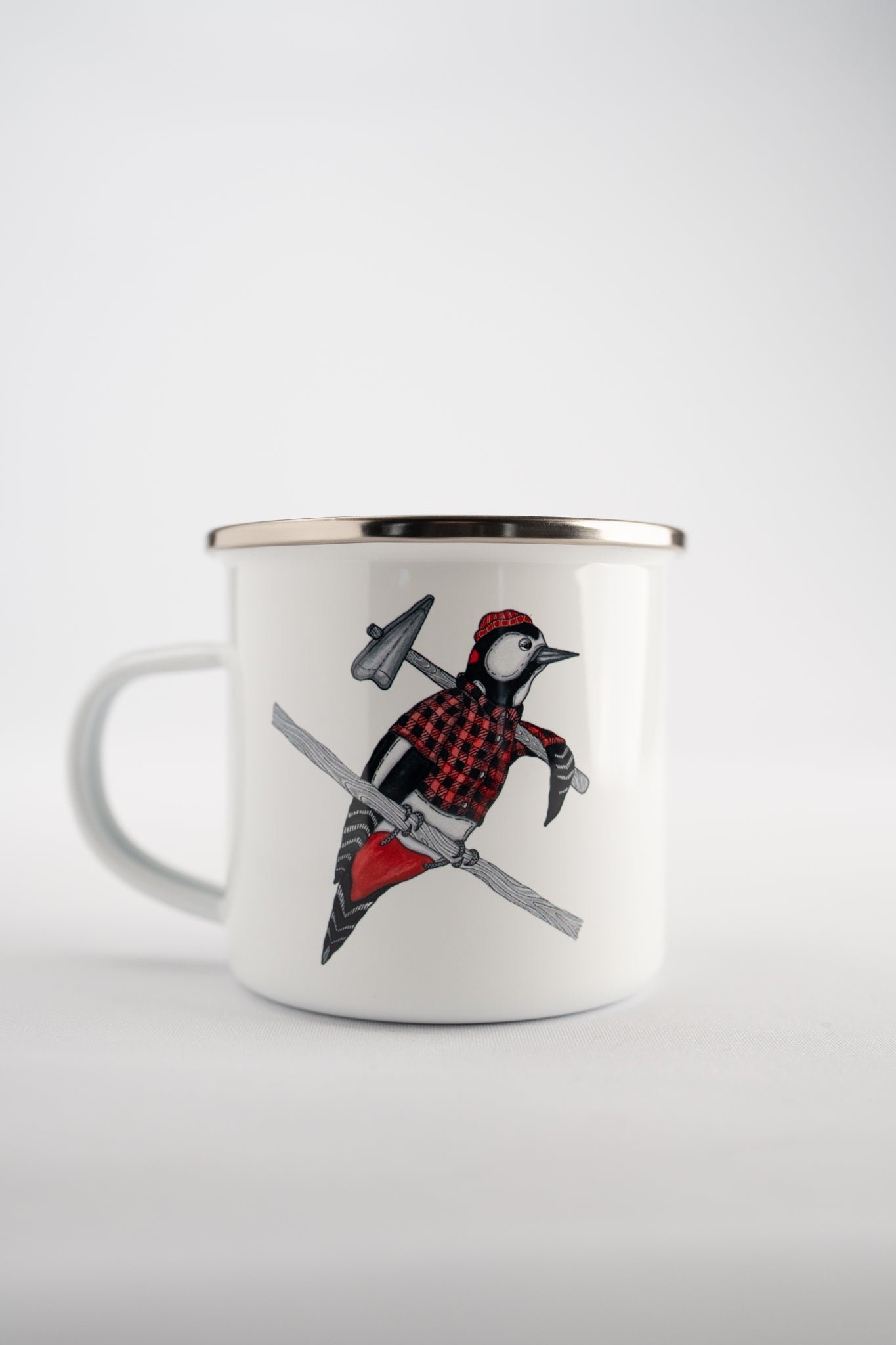 LAKOR Woodpecker Emaljekrus Mug White